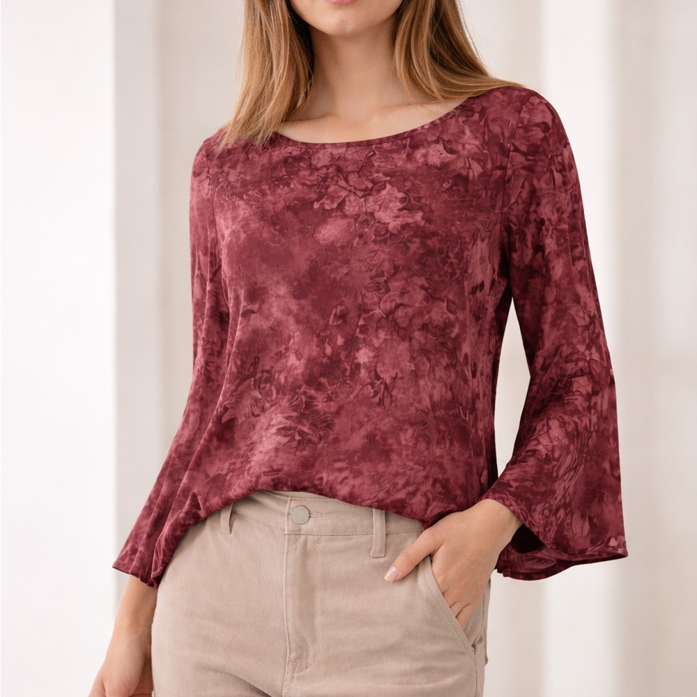 Counterparts Boho Style Tie Dye Bell Sleeve Blouse Small - Bell Sleeve